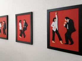 Handmade Pulp Fiction minimalist set of wall art