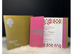 Hot Pink Shimmery Laser Cut Wedding Invitation