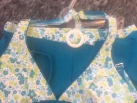 2/ Size M Retro Bikini Blue  Floral Shorts Women