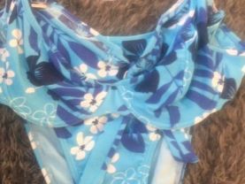 65/Size L Retro Bikini Floral Blue Women