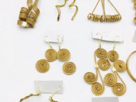 Lot-02/ 10 pairs Bulk Ressel/Handmade Earrings Golden Grass Echo Natural Plant Jewelry Dinner Summer Gift